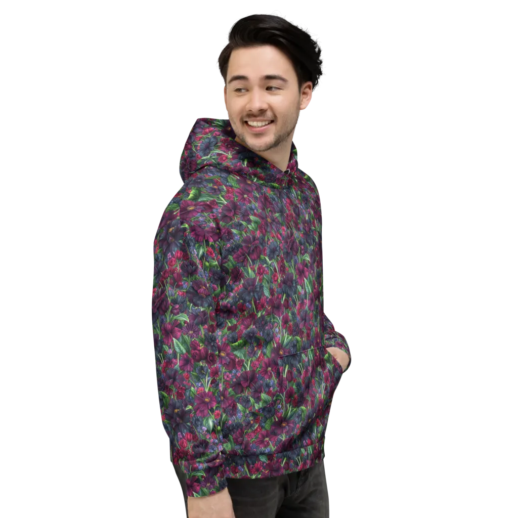 Velvet Night Garden on Hoodie — Right