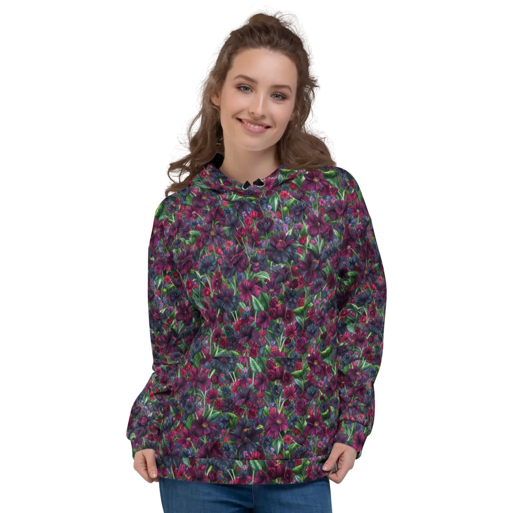 Velvet Night Garden on Hoodie — Front