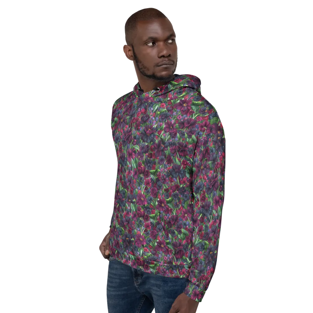 Velvet Night Garden on Hoodie — Left