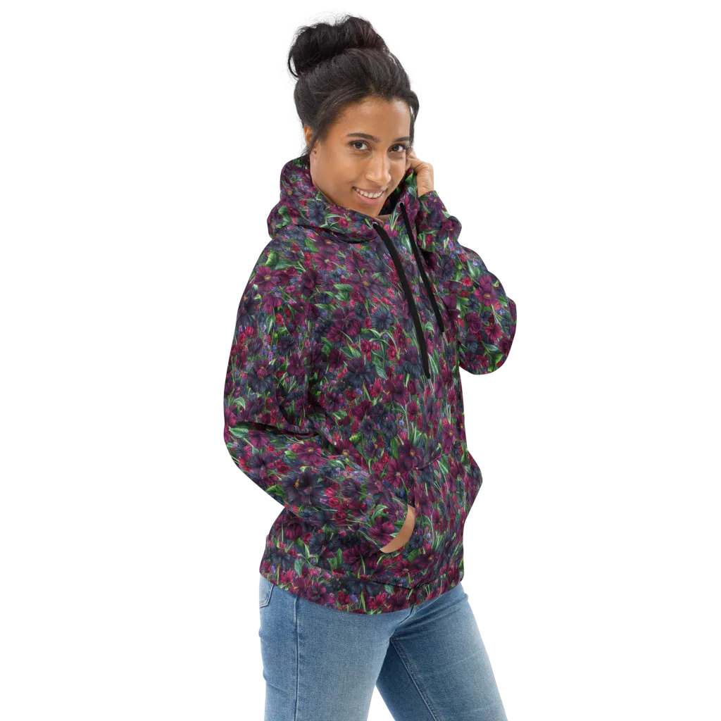 Velvet Night Garden on Hoodie — Right