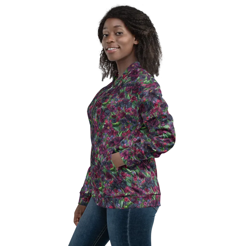Velvet Night Garden on Bomber Jacket — Left