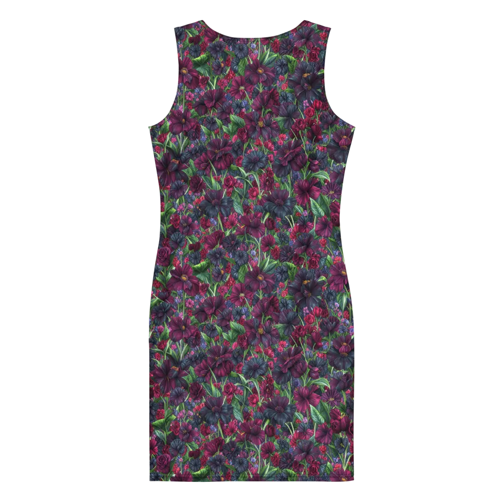 Velvet Night Garden on Bodycon Dress — Back