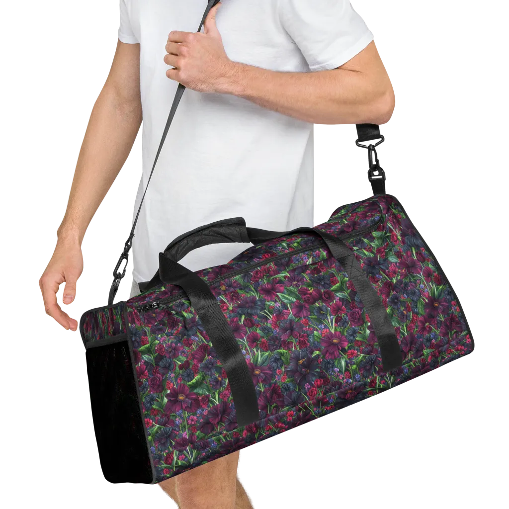 Velvet Night Garden on Duffle Bag — Right Front