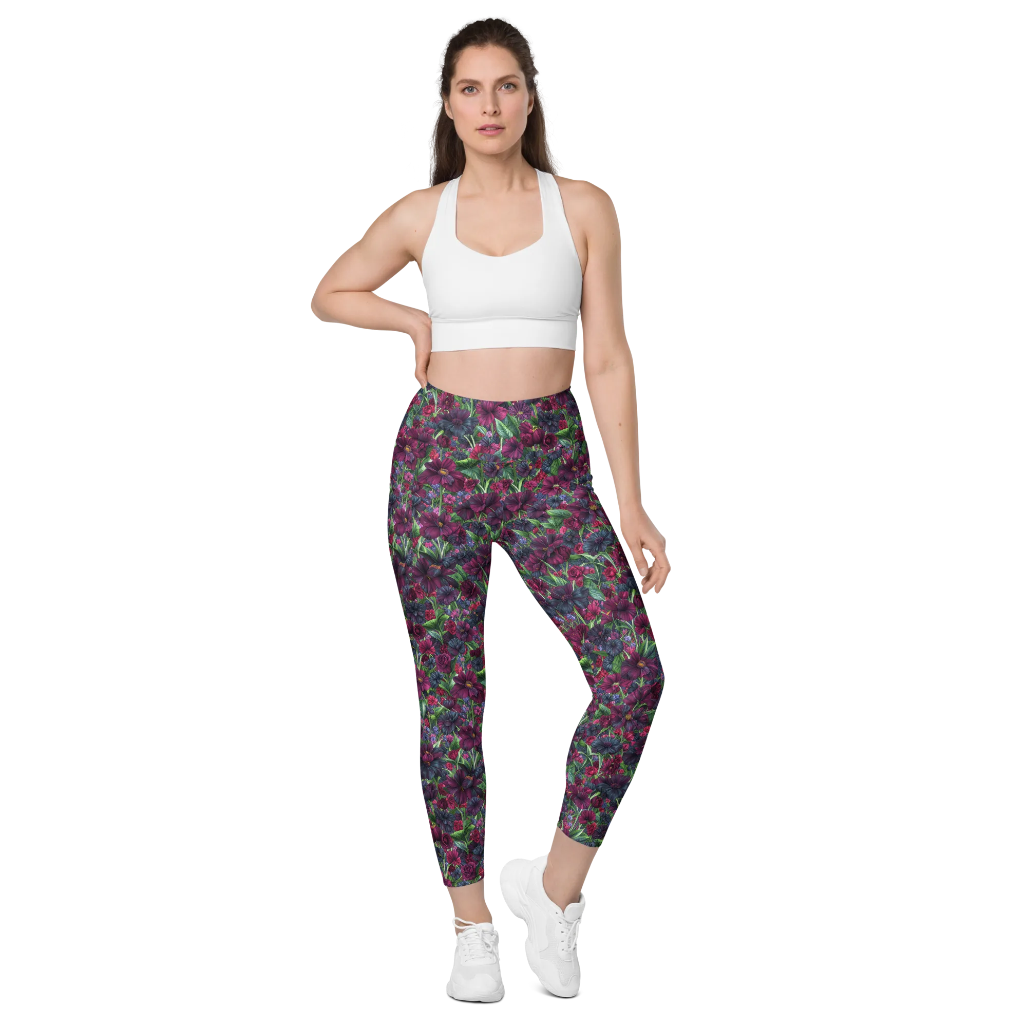 Velvet Night Garden on Leggings with Pockets — Front