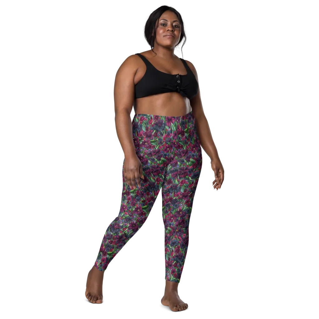 Velvet Night Garden on Leggings with Pockets — Front