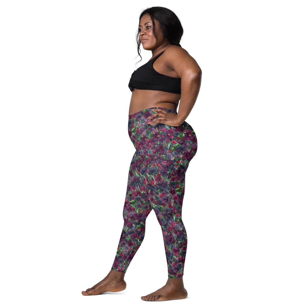 Velvet Night Garden on Leggings with Pockets — Left