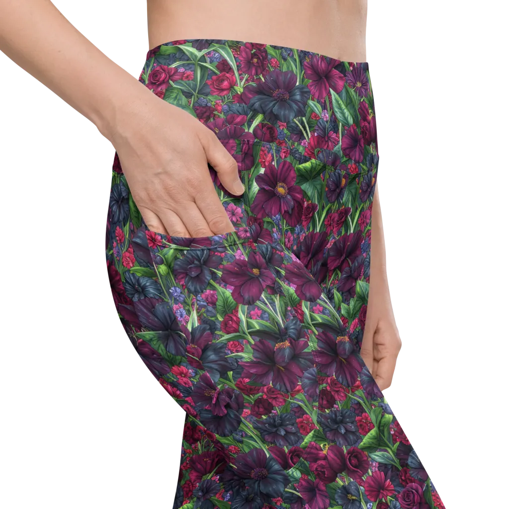 Velvet Night Garden on Leggings with Pockets — Product details
