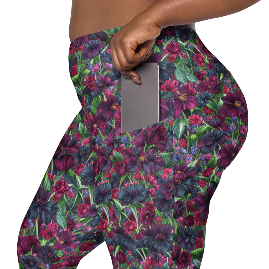 Velvet Night Garden on Leggings with Pockets — Product details 2