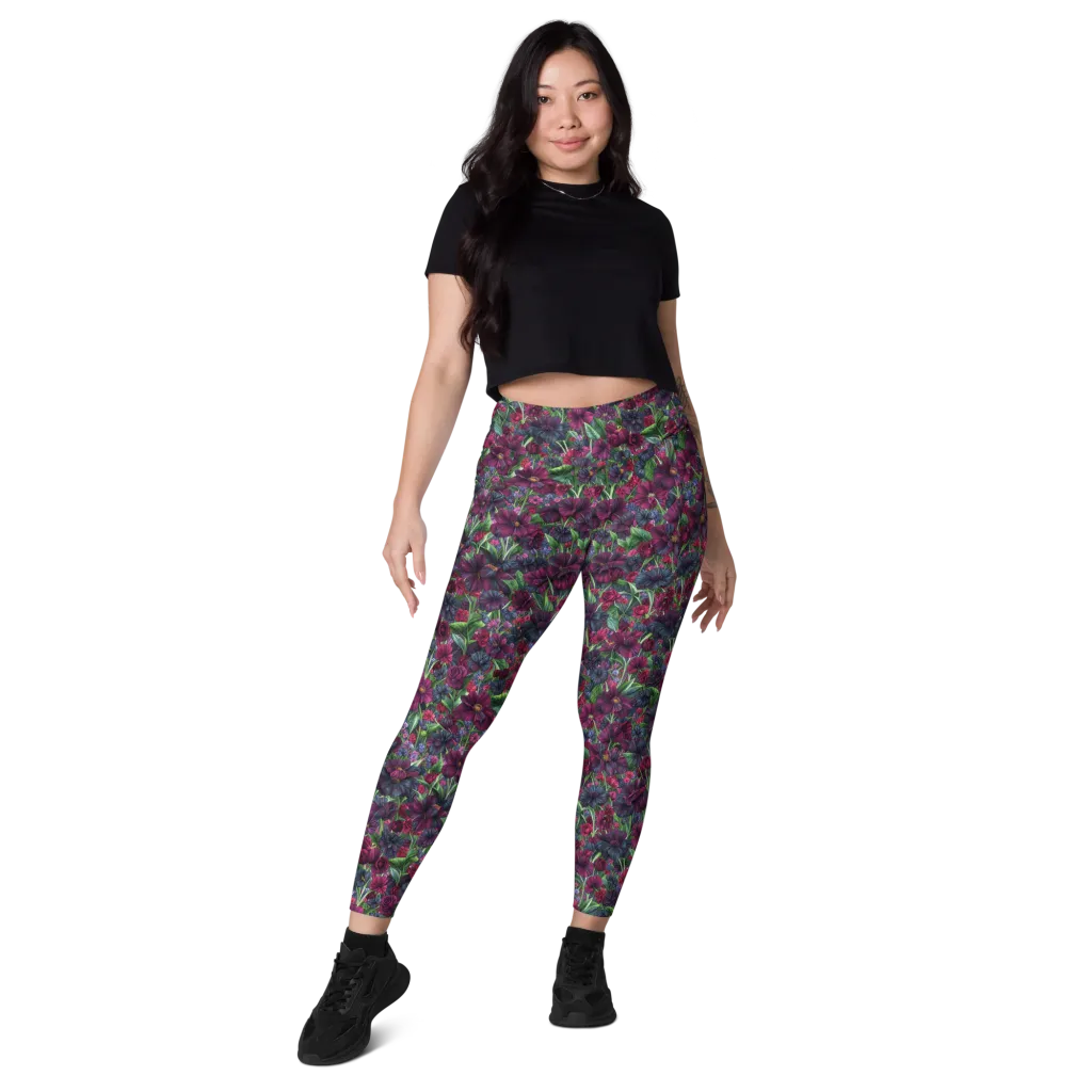 Velvet Night Garden on Leggings with Pockets — Front