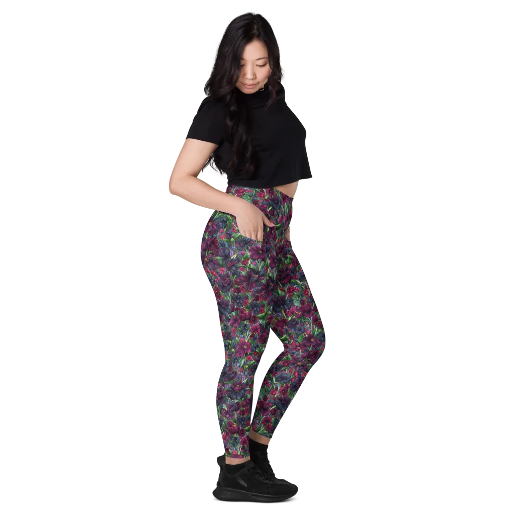 Velvet Night Garden on Leggings with Pockets — Right
