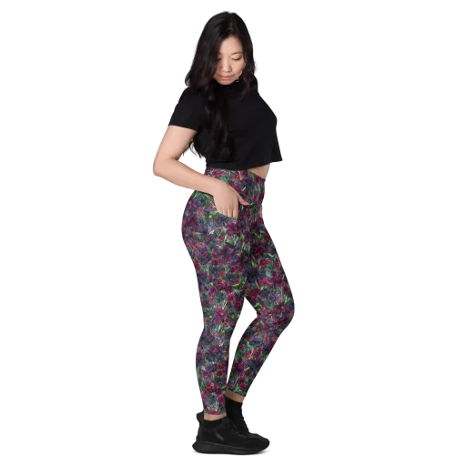 Velvet Night Garden on a Leggings with Pockets