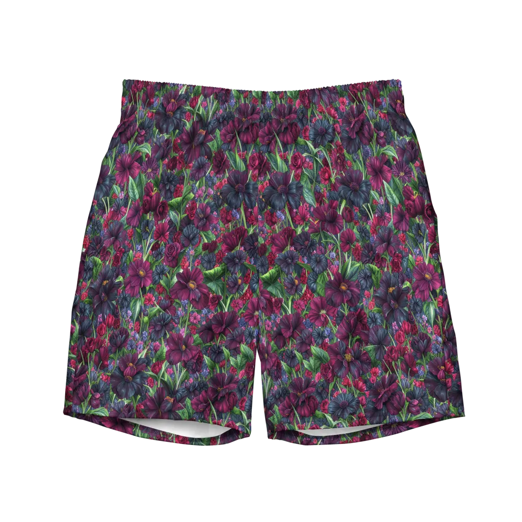 Velvet Night Garden on Swim Trunks — Front