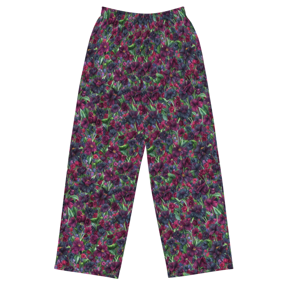 Velvet Night Garden on Wide-Leg Pants — Front