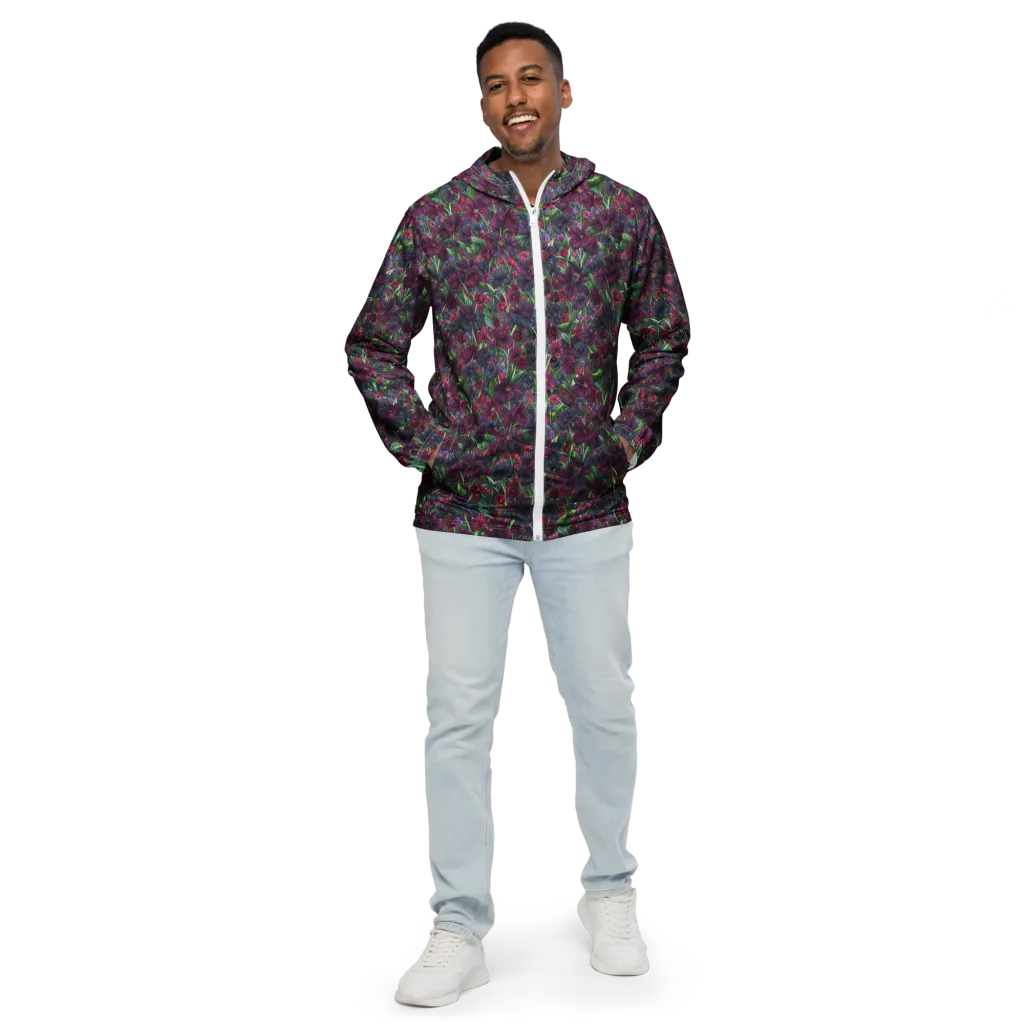 Velvet Night Garden on Men's Windbreaker — Front