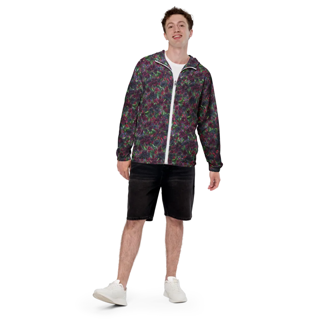 Velvet Night Garden on Men's Windbreaker — Front