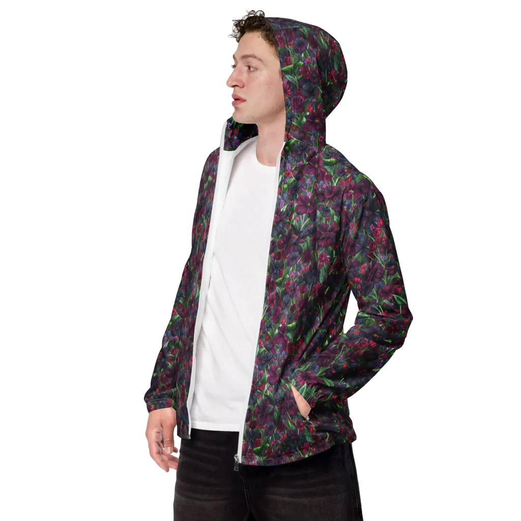 Velvet Night Garden on Men's Windbreaker — Left Front