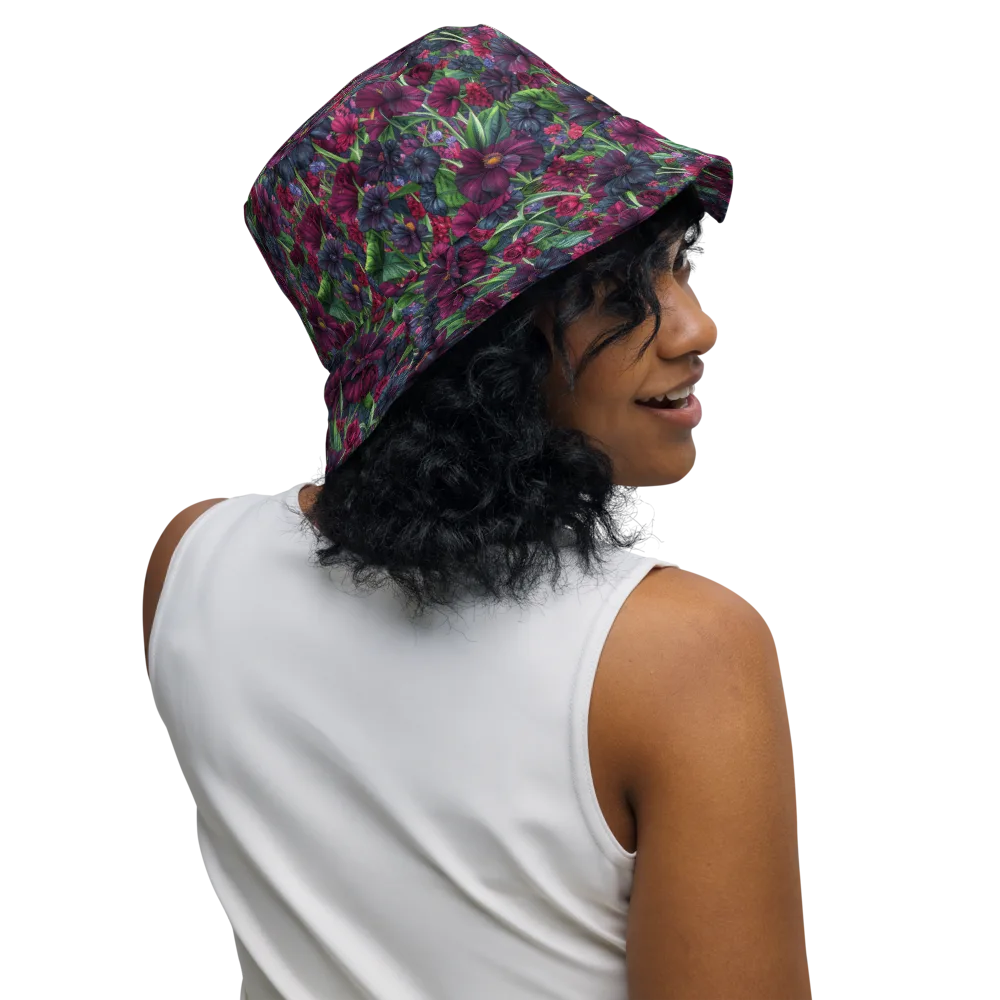 Velvet Night Garden on Reversible Bucket Hat — Right Outside
