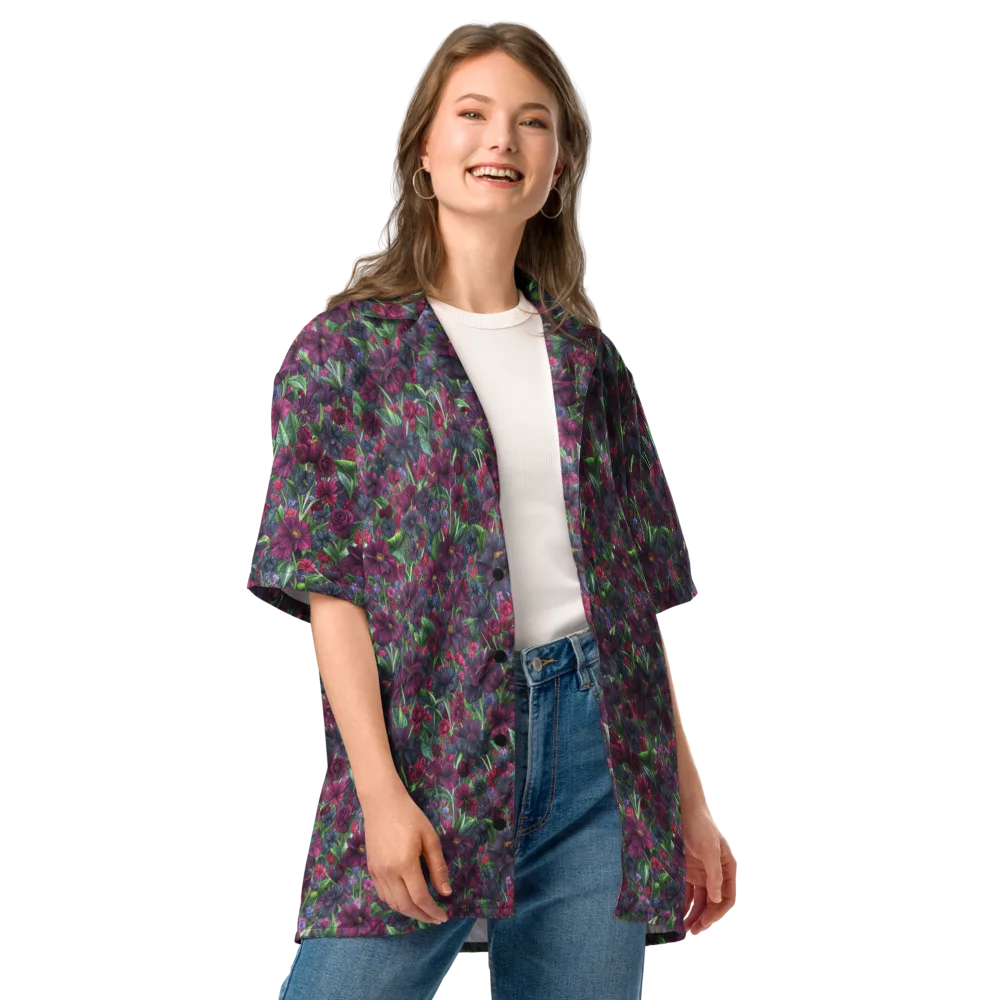 Velvet Night Garden on Button Shirt — Front