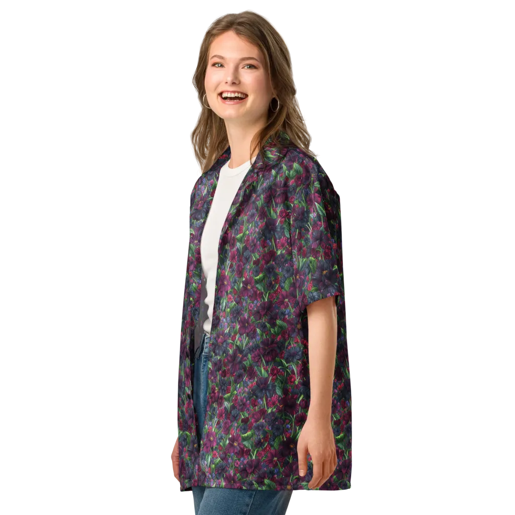 Velvet Night Garden on Button Shirt — Left Front