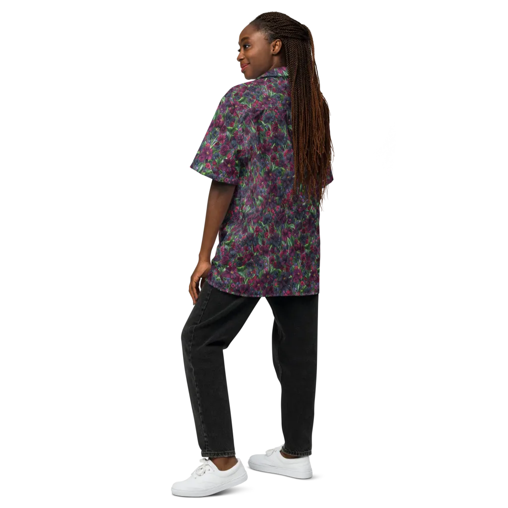 Velvet Night Garden on Button Shirt — Back