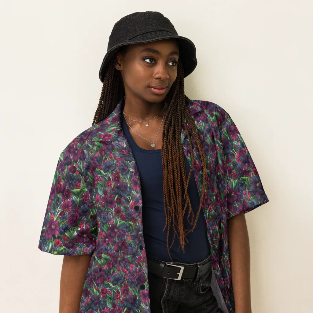 Velvet Night Garden on Button Shirt — Right Front