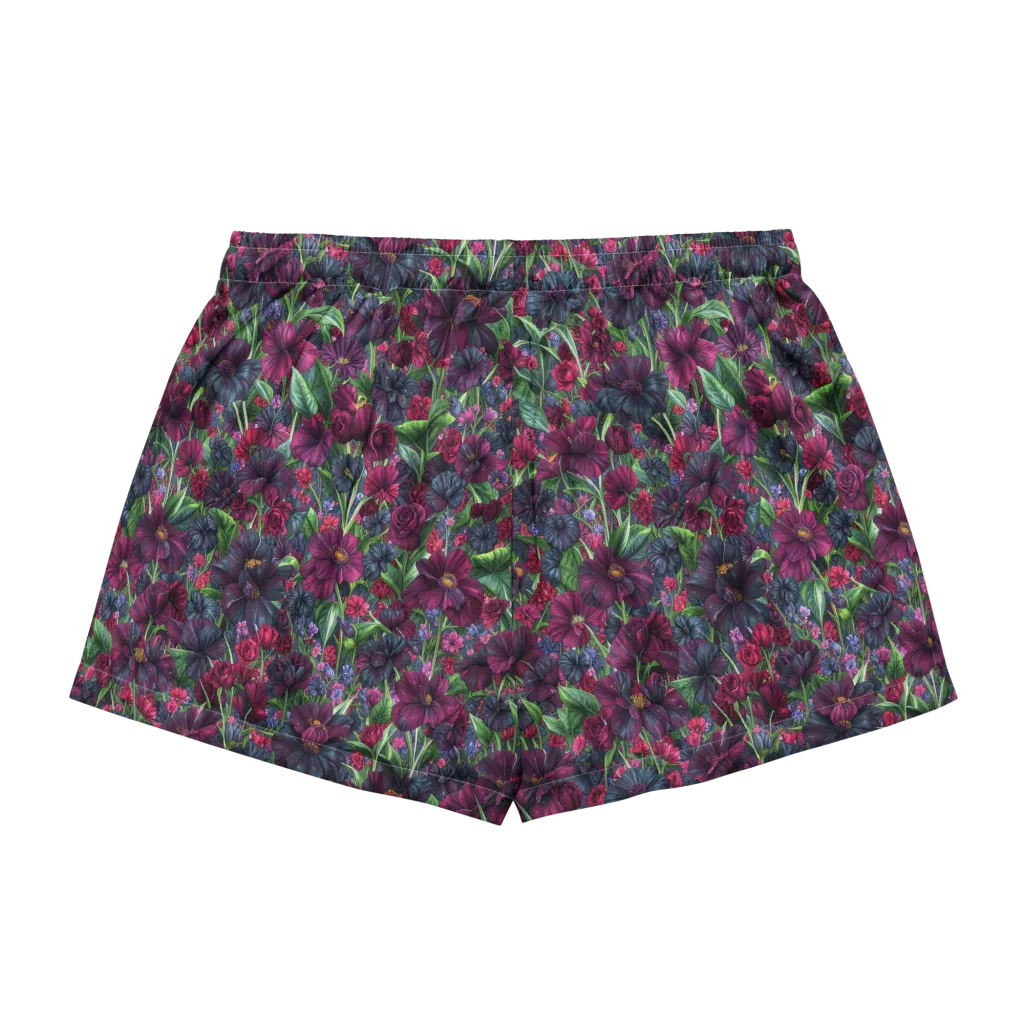 Velvet Night Garden on Women's Pajama Shorts — Back