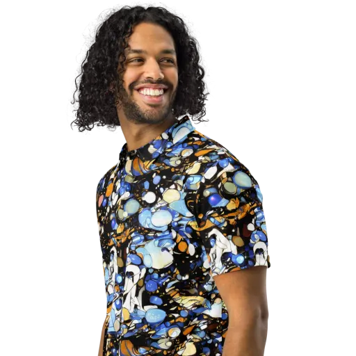 Sapphire Static on a Men's Slim Fit Polo Shirt