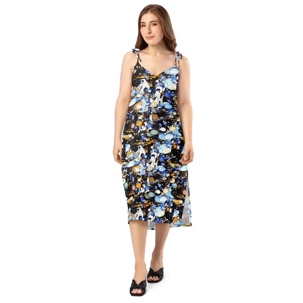 Sapphire Static on Slip Dress — Front