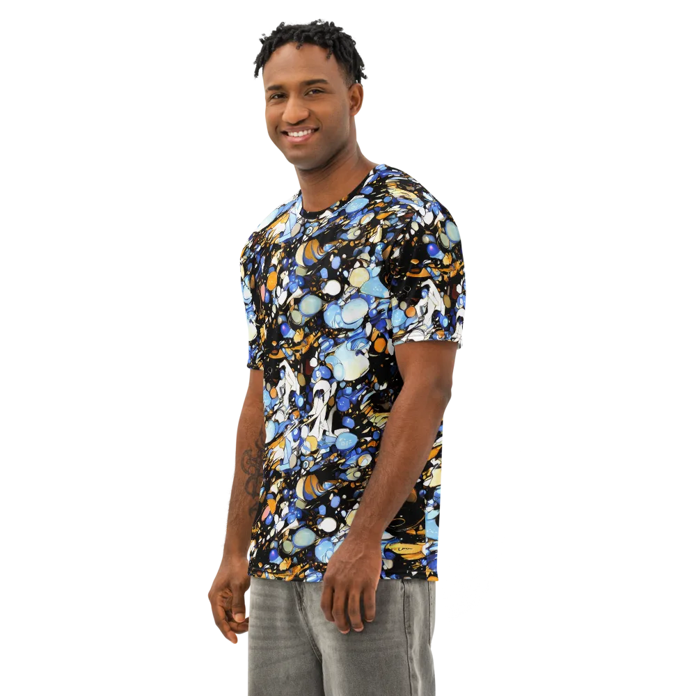 Sapphire Static on Men's Cotton Crew Neck T-Shirt — Left Front
