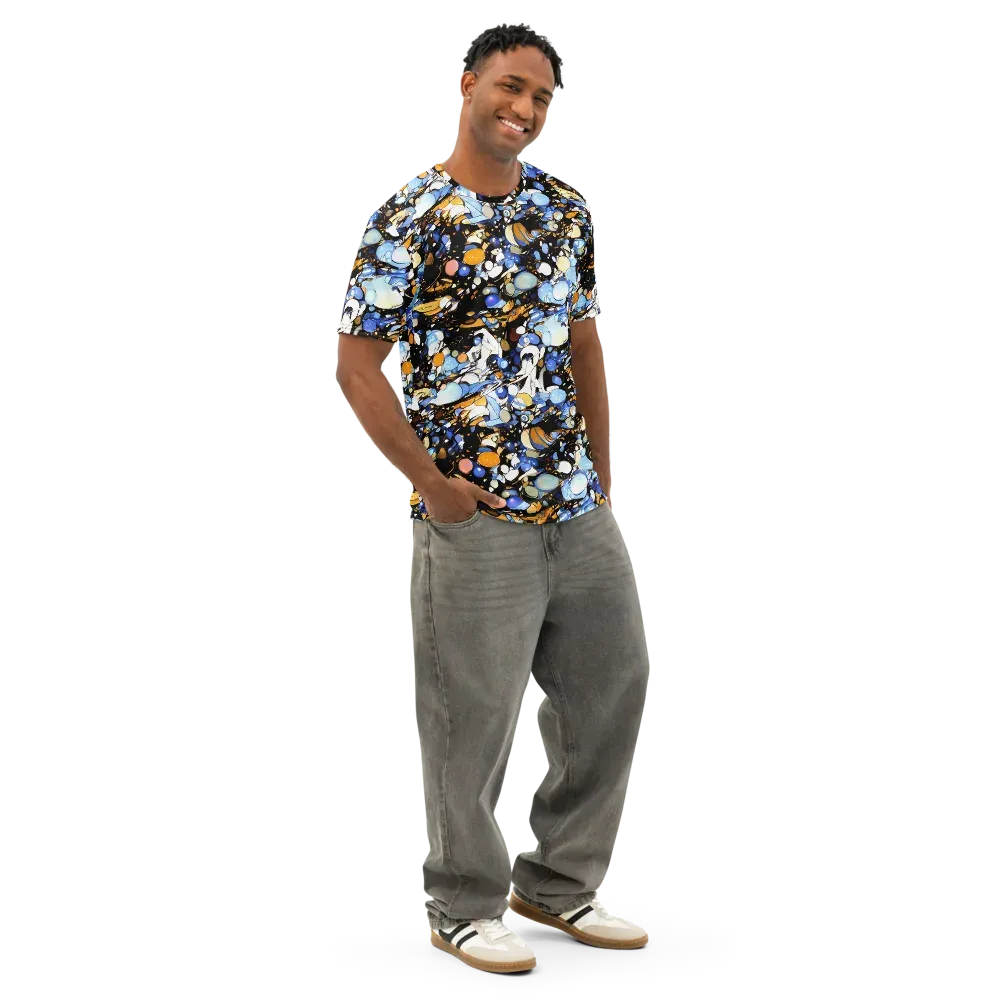 Sapphire Static on Men's Cotton Crew Neck T-Shirt — Right Front