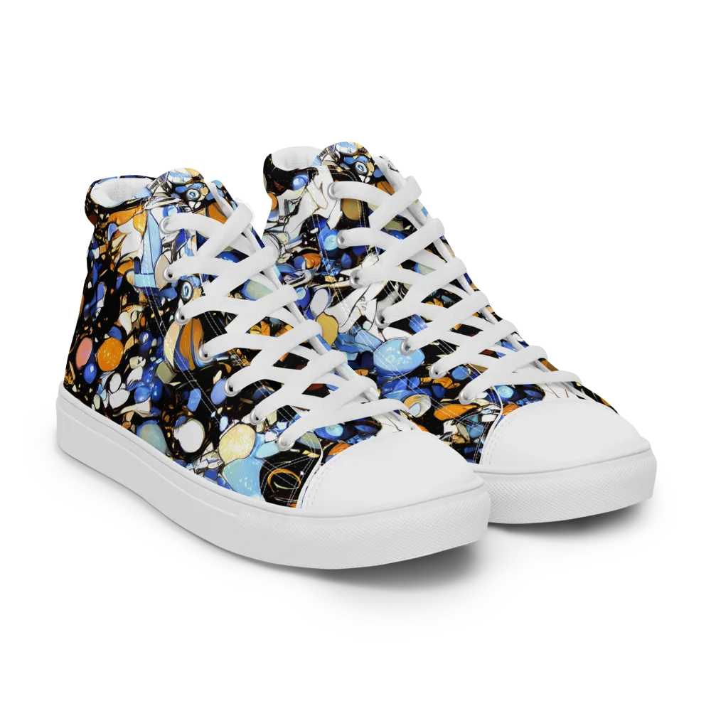 Sapphire Static on Men's High Top Canvas Shoes — Right Front