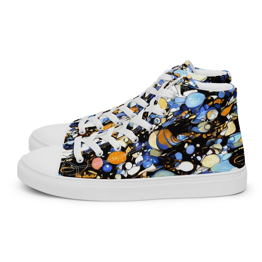 Sapphire Static on Men's High Top Canvas Shoes — Left