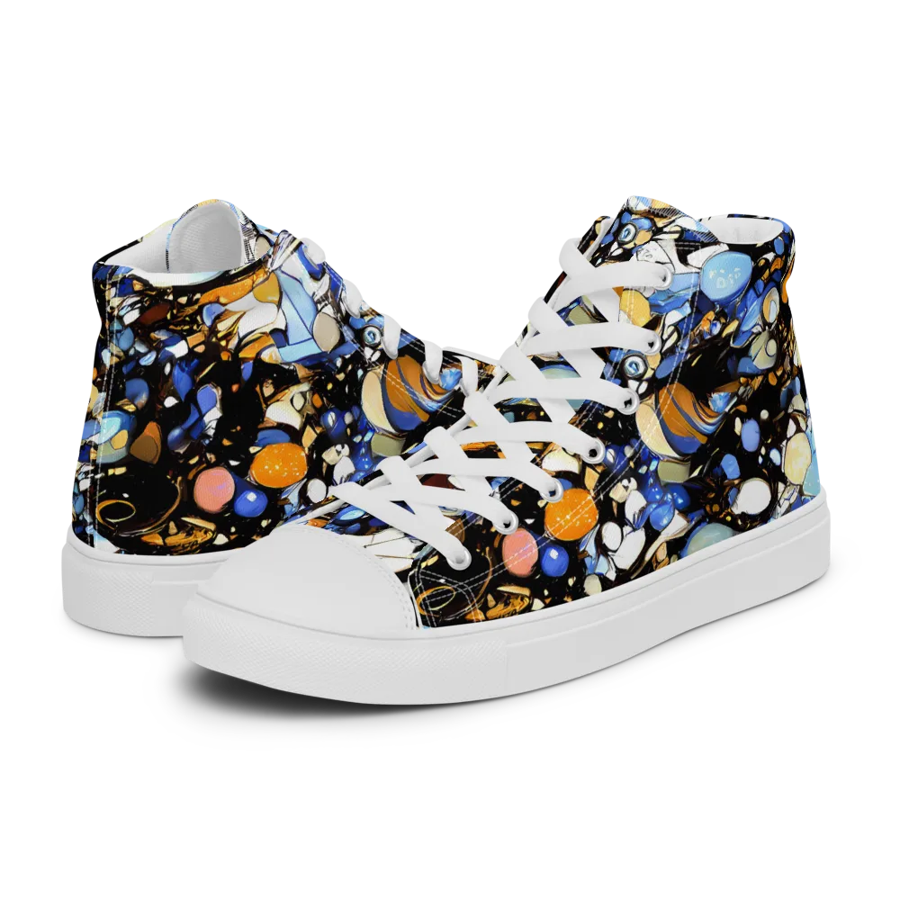 Sapphire Static on Men's High Top Canvas Shoes — Left
