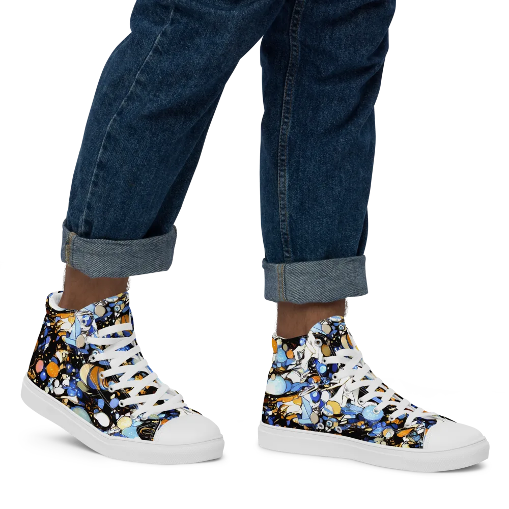 Sapphire Static on Men's High Top Canvas Shoes — Right