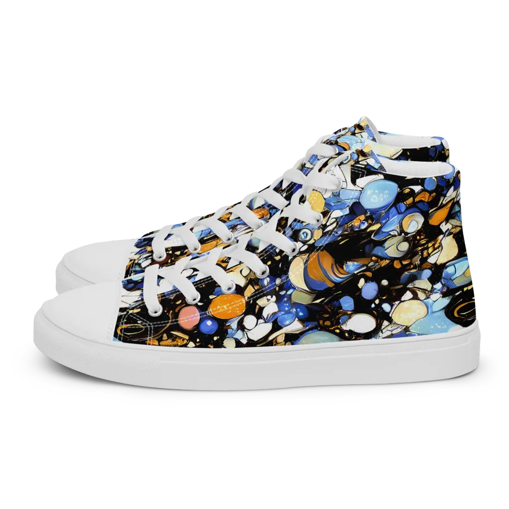 Sapphire Static on Women's High Top Canvas Shoes — Left