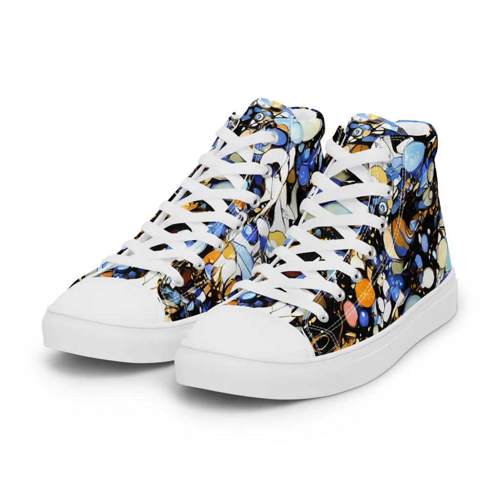 Sapphire Static on Women's High Top Canvas Shoes — Left Front