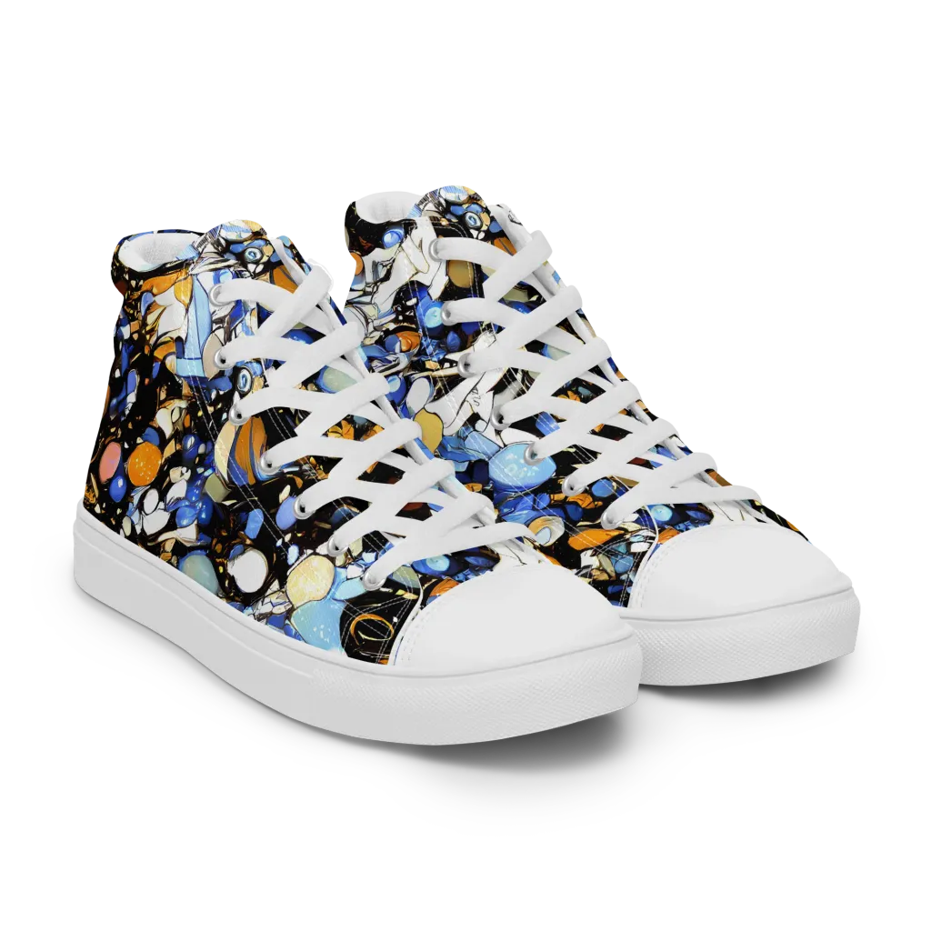 Sapphire Static on Women's High Top Canvas Shoes — Right Front