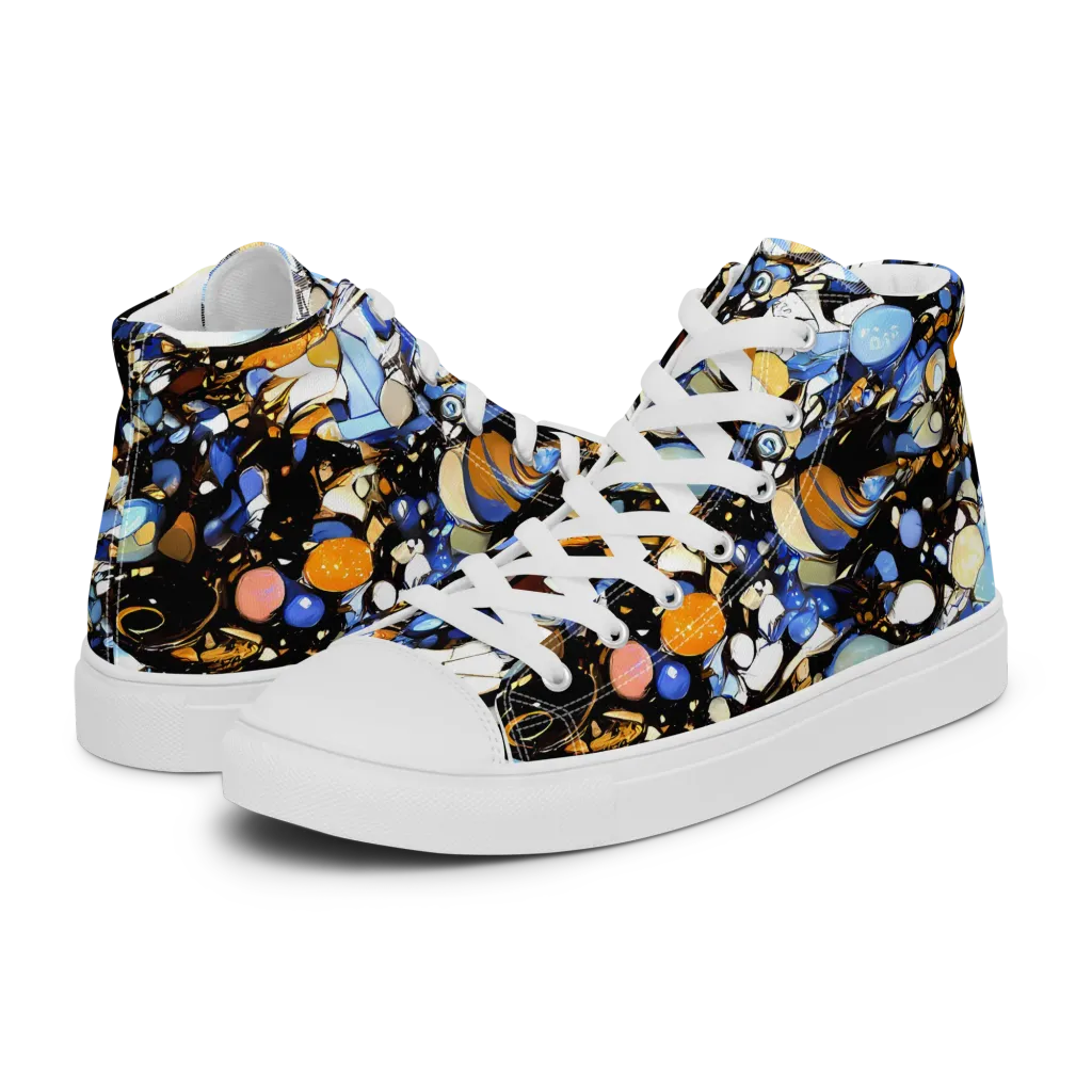 Sapphire Static on Women's High Top Canvas Shoes — Left