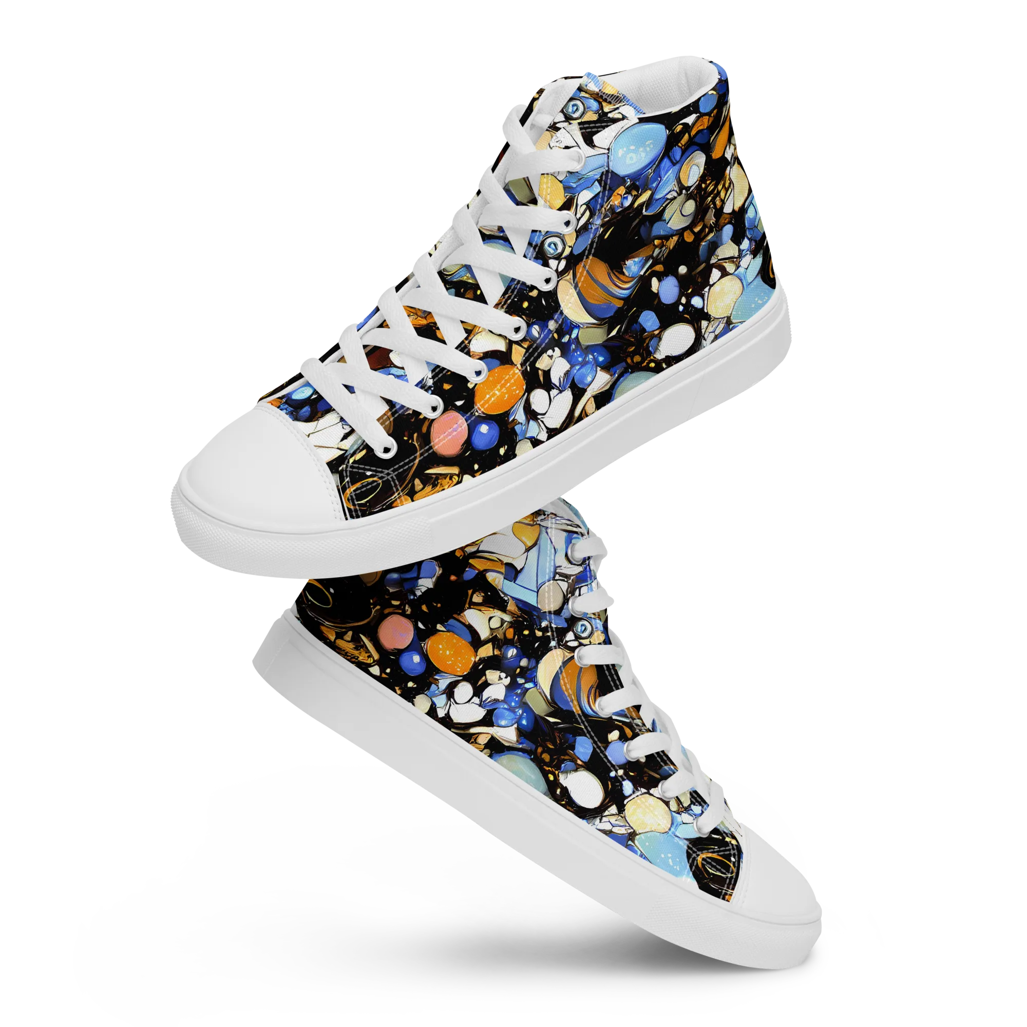 Sapphire Static on Women's High Top Canvas Shoes — Front