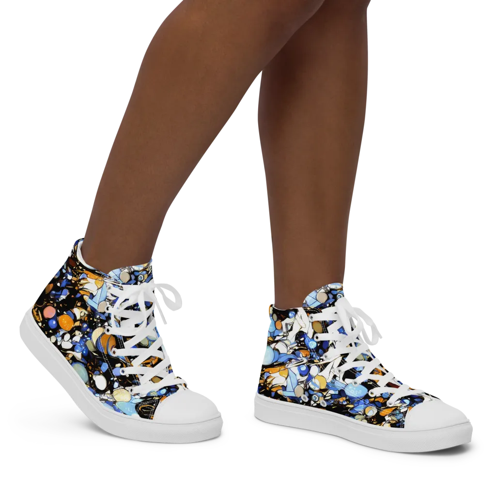 Sapphire Static on Women's High Top Canvas Shoes — Right