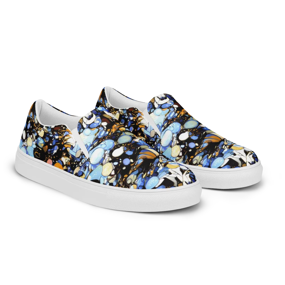 Sapphire Static on Men's Slip-On Canvas Shoes — Right Front
