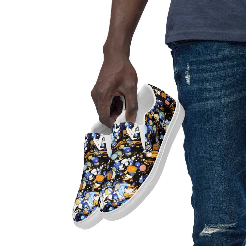 Sapphire Static on Men's Slip-On Canvas Shoes — Left Front