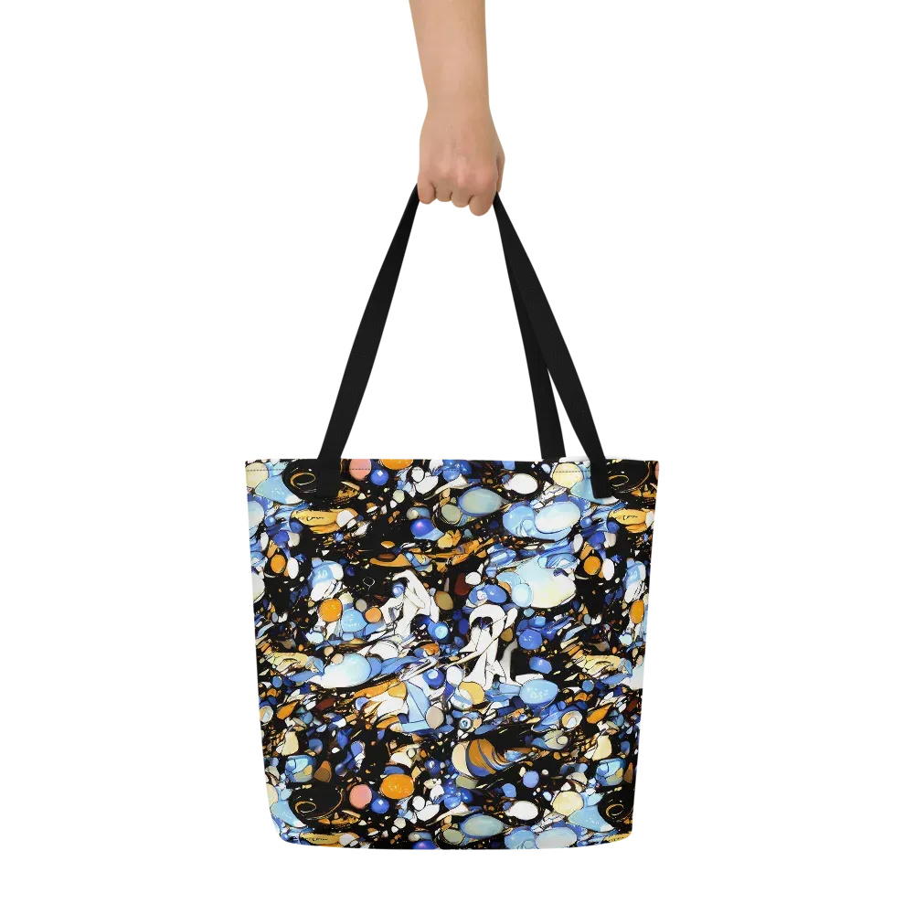 Sapphire Static on Large Tote Bag W/ Pocket — Front