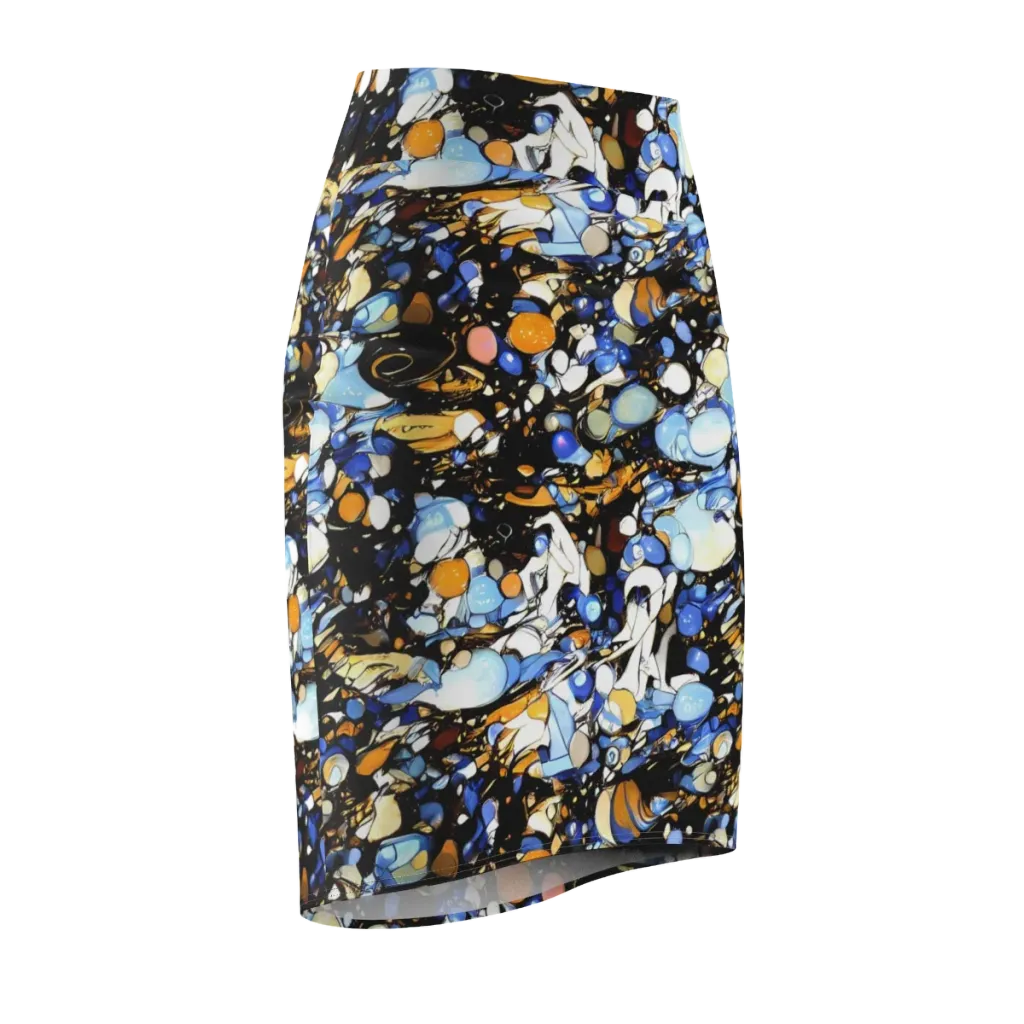 Sapphire Static on Pencil Skirt — Front Side