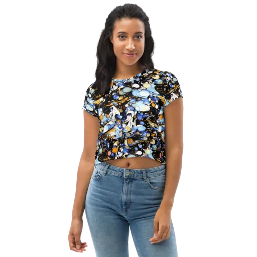 Sapphire Static on a Crop Tee