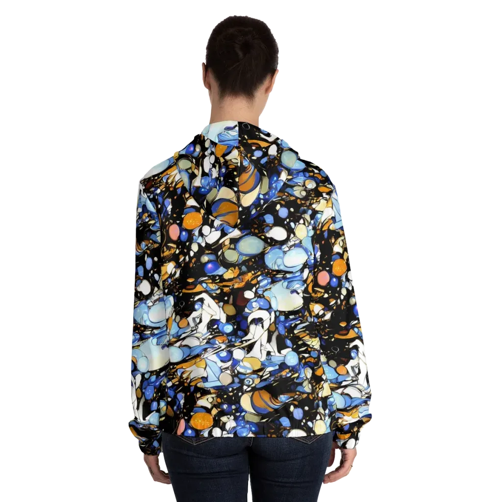 Sapphire Static on Women's Full-Zip Hoodie — Back On Person