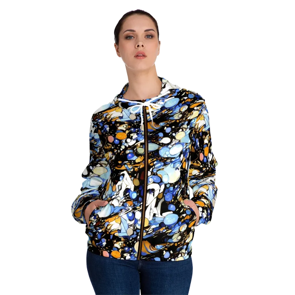 Sapphire Static on Women's Full-Zip Hoodie — Front On Person