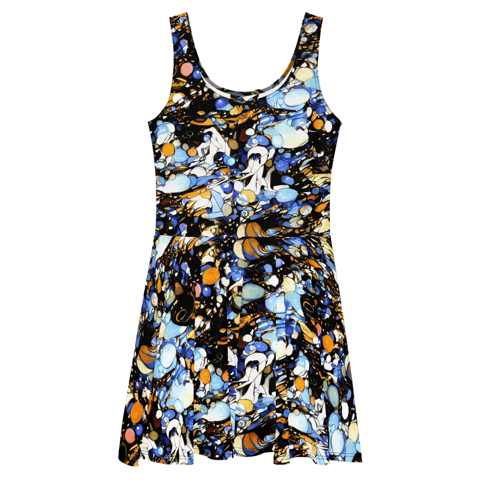 Sapphire Static on Skater Dress — Front