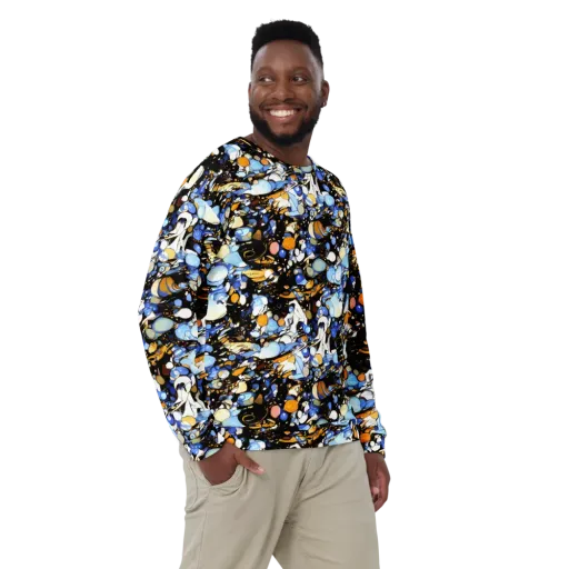 Sapphire Static on a Sweatshirt