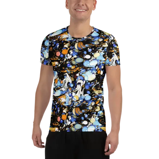Sapphire Static on a Men's Athletic T-Shirt